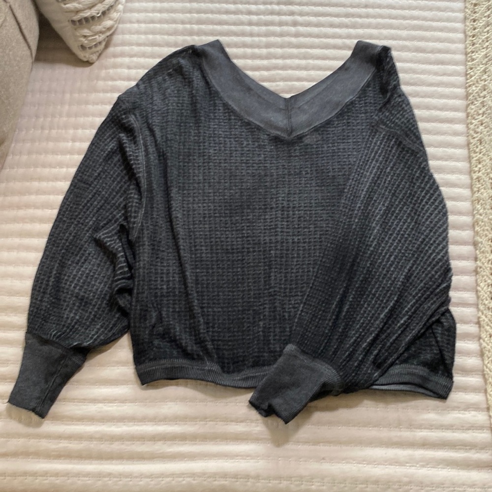 We the Free charcoal colored vneck top. Size XS